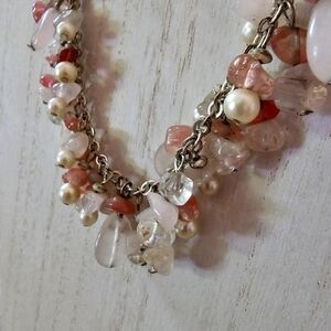 CHAPS Pink Quartz beaded Statement Necklace